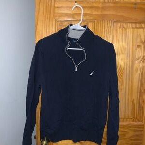 Vintage Nautica Men's Navy Quarter Zip Sweater